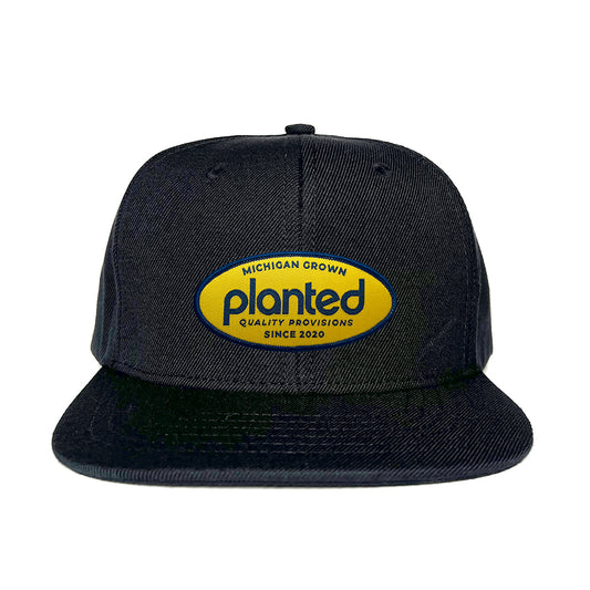 Snapback Hat - Black Oval Patch